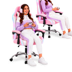 Sedia Gaming Ergonomica con Luci RGB e Cuscino Lombare Massaggiante, Poltrona Ufficio Reclinabile con Telecomando