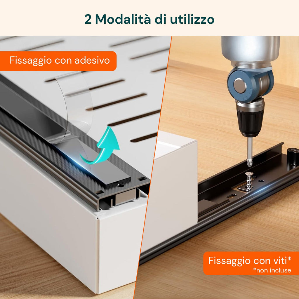 Cassetto estensibile universale in acciaio 30-50 cm - Portata 8 kg