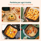 Set 100 pz carta forno per friggitrice ad aria – Impermeabile e resistente al calore