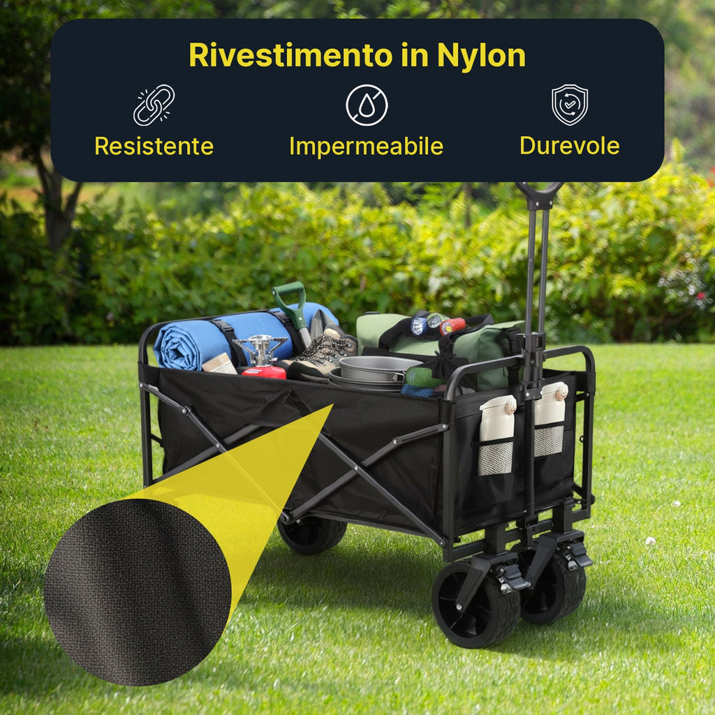 Carrello Pieghevole da Esterno Taglia L 90Kg / Taglia XL 120Kg con Ruote