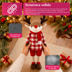 Renna Natalizia Estensibile 45-80 cm con Gambe Telescopiche, Struttura in Ferro – 2 Outfit Scandinavo o Country