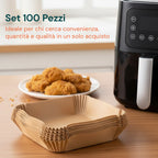 Set 100 pz carta forno per friggitrice ad aria – Impermeabile e resistente al calore