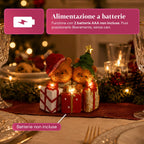 Orsetto natalizio in poliresina con pacco regalo, 2 varianti, luci LED a punti, alimentazione a batterie, finiture curate, base stabile