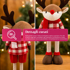 Renna Natalizia Estensibile 45-80 cm con Gambe Telescopiche, Struttura in Ferro – 2 Outfit Scandinavo o Country