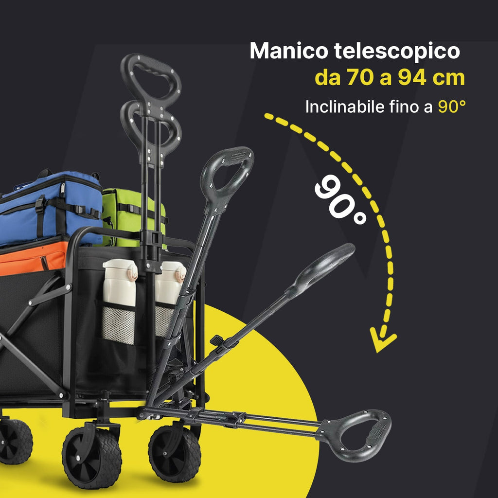Carrello Pieghevole da Esterno Taglia L 90Kg / Taglia XL 120Kg con Ruote