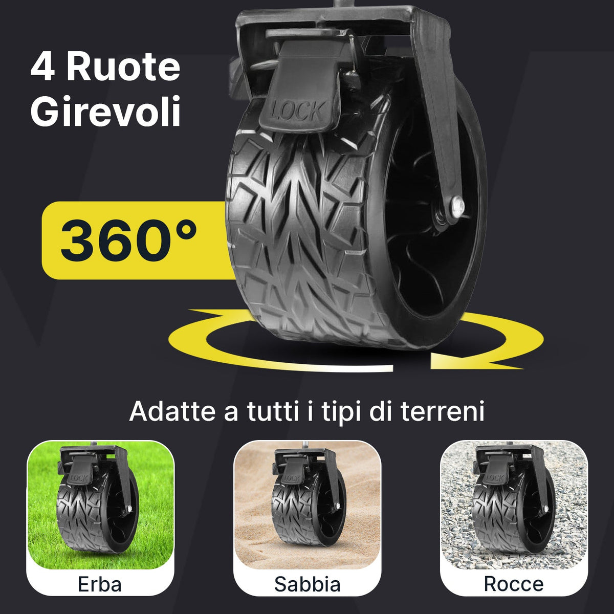 Carrello Pieghevole da Esterno Taglia L 90Kg / Taglia XL 120Kg con Ruote