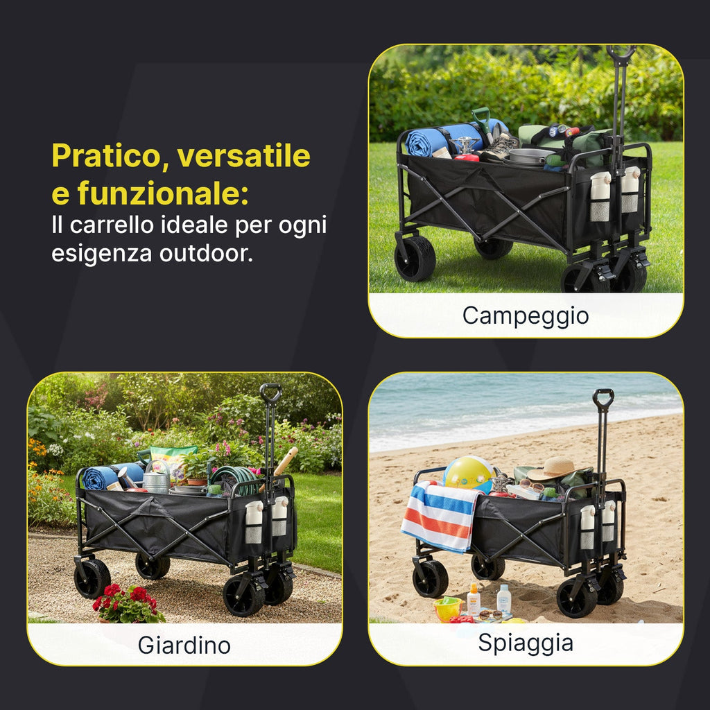 Carrello Pieghevole da Esterno Taglia L 90Kg / Taglia XL 120Kg con Ruote