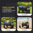 Carrello Pieghevole da Esterno Taglia L 90Kg / Taglia XL 120Kg con Ruote