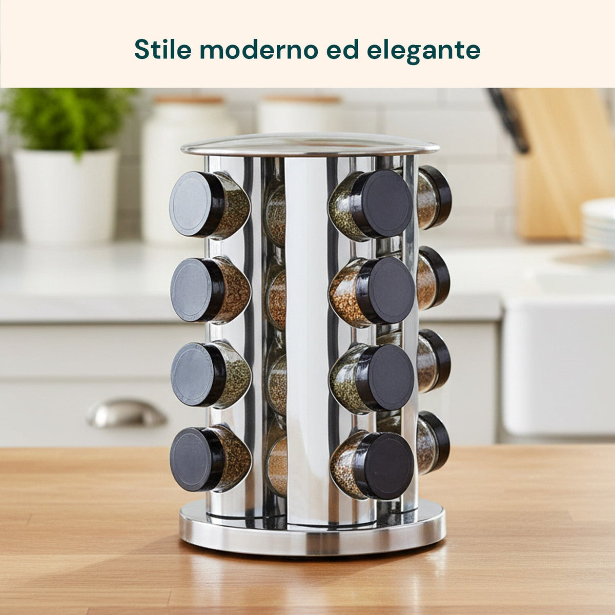 Portaspezie Girevole a 360° per Cucina con 16 Barattoli Inclusi