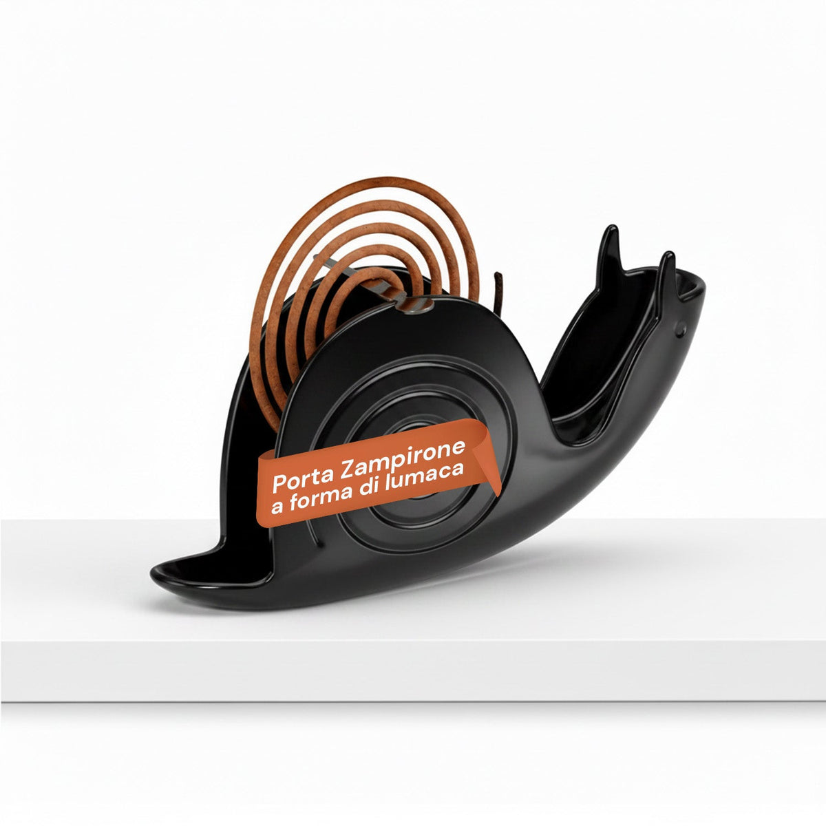 Porta Zampirone a forma di Lumaca – Supporto per Spirali Antizanzare in ABS Ignifugo – Con Base Raccogli Cenere – Design Universale Riutilizzabile – Dimensioni 18x3,2x7,5cm