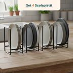 Scolapiatti Verticali Salvaspazio – Set 4 Pezzi in Metallo 2 Misure Salvaspazio