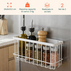 Set 2 Cestini Magnetici Multiuso in Acciaio, Organizer Portaoggetti Salvaspazio a Griglia, Installazione Senza Fori, Portata Max 5 kg