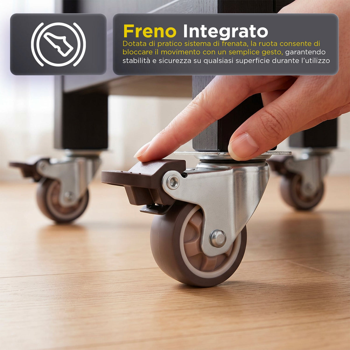 Set 4 Ruote Universali Piroettanti da 50 mm in Gomma e Acciaio – Portata 200 kg – Kit Completo con Viti e Cacciavite