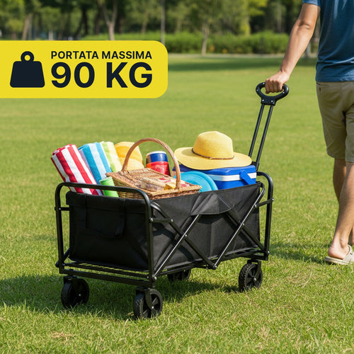 Carrello Pieghevole da Esterno Taglia L 90Kg / Taglia XL 120Kg con Ruote