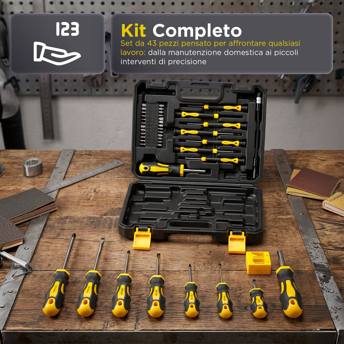 Set Cacciaviti Magnetici Professionali 43 Pezzi con Valigetta – Kit Giraviti con Magnetizzatore e Smagnetizzatore