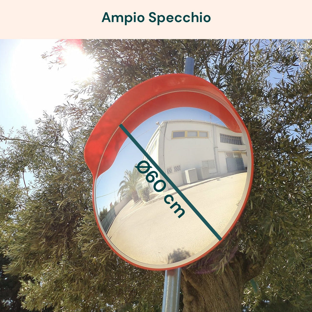 Specchio Parabolico di Sicurezza Ø60 cm con Staffe di Fissaggio