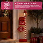 DeerPost Cassetta Postale Natalizia con Lanterna a LED e Sportello Posteriore, Decorazione in Metallo con Cartello Pendente, Altezza 92,5 cm
