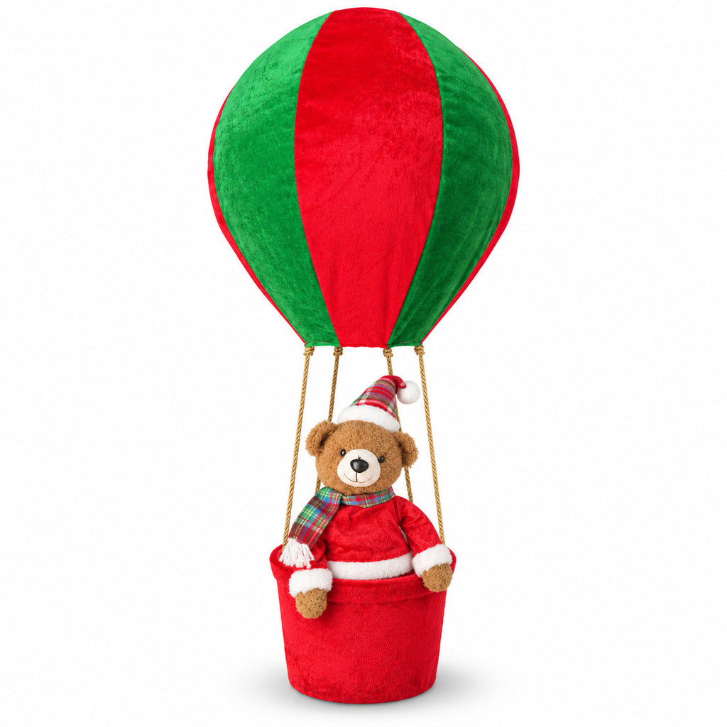 Mongolfiera natalizia con Mamma Natale o Orsetto, LED 92 cm