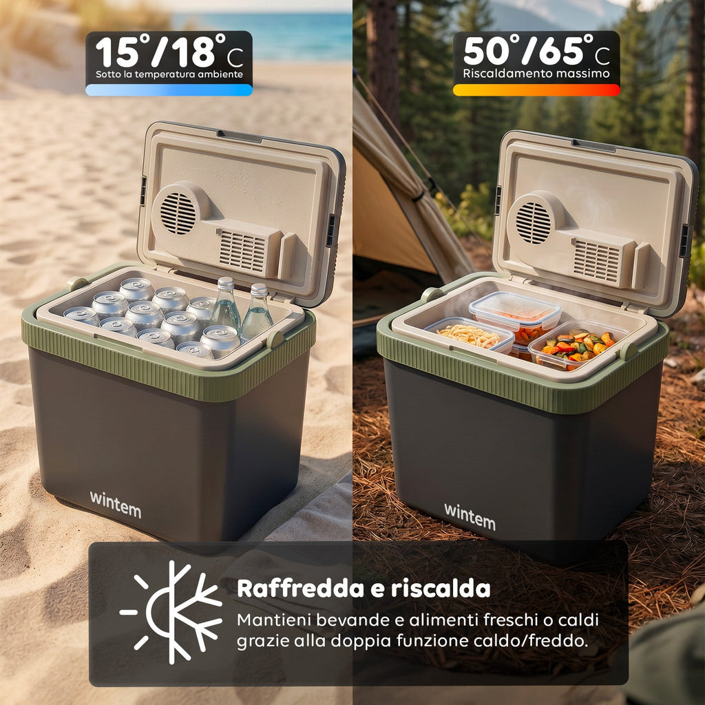 Borsa Frigo Elettrica 24L Caldo/Freddo – Raffredda fino a 18°C sotto la temperatura ambiente e scalda fino a 65°C (40/50W)