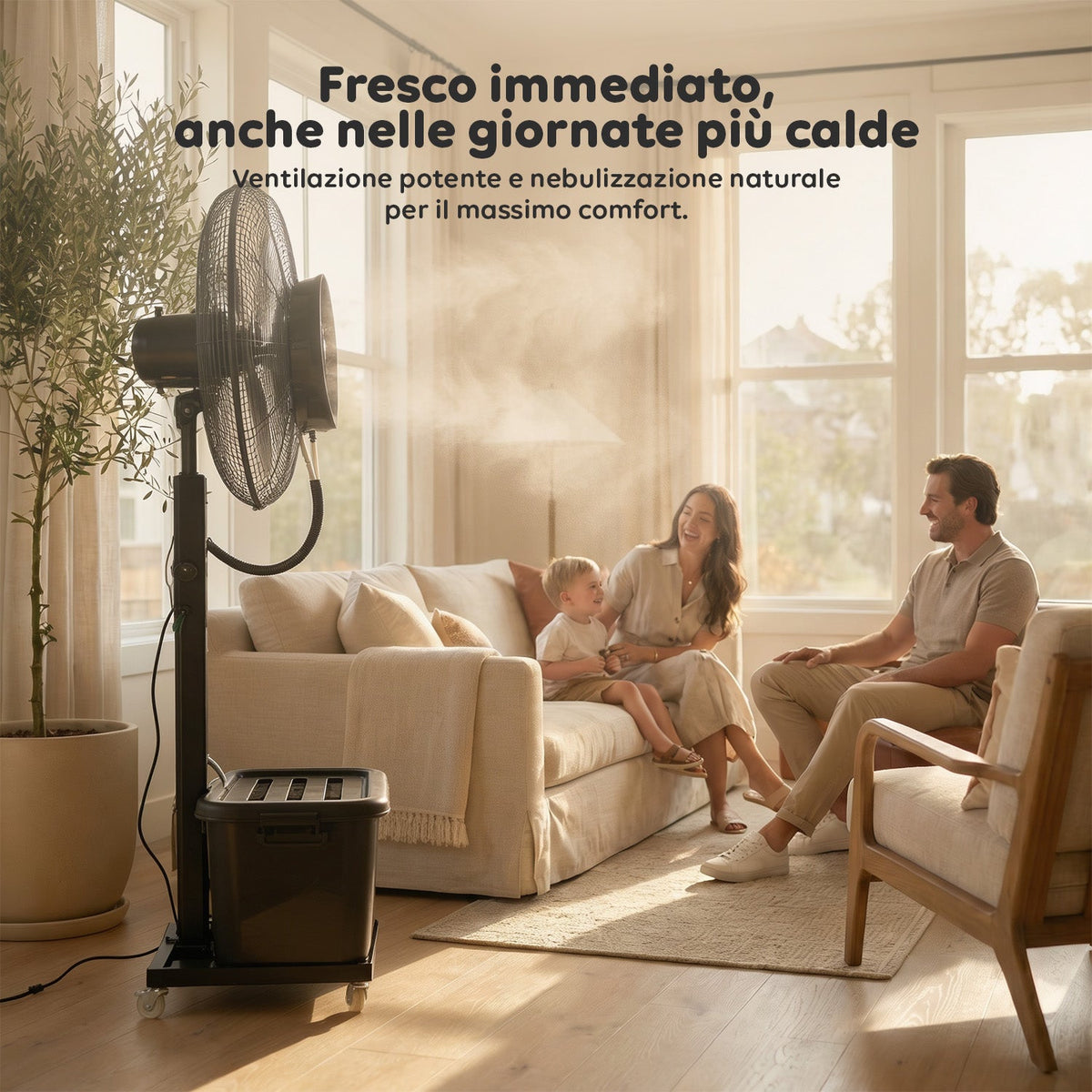 Ventilatore Nebulizzatore Industriale 230W con Pale in Alluminio 65 cm - 3 Velocità di Oscillazione