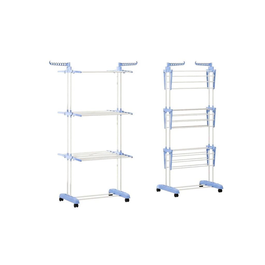 Stendibiancheria Verticale a 3 Livelli in Ferro e PP, Estensibile e con Ruote Piroettanti – L105xP64xA173cm, Portata 20kg