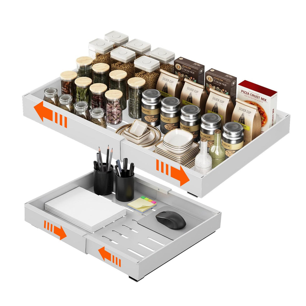 Cassetto estensibile universale in acciaio 30-50 cm - Portata 8 kg