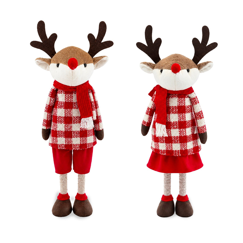 Renna Natalizia Estensibile 45-80 cm con Gambe Telescopiche, Struttura in Ferro – 2 Outfit Scandinavo o Country
