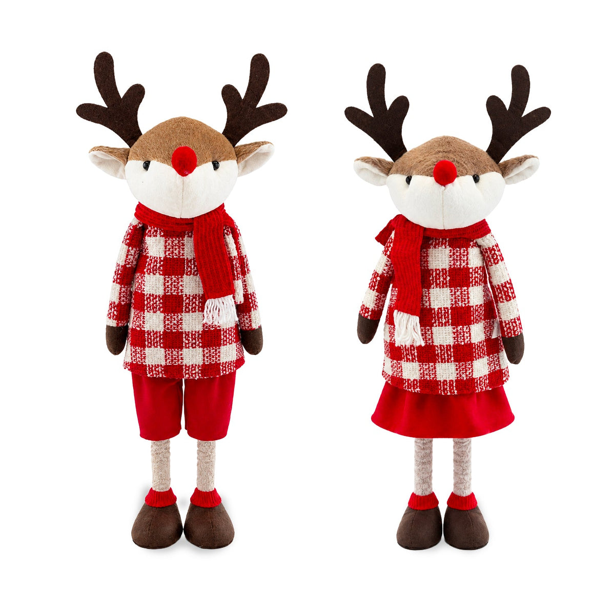 Renna Natalizia Estensibile 45-80 cm con Gambe Telescopiche, Struttura in Ferro – 2 Outfit Scandinavo o Country