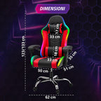 Sedia Gaming Ergonomica con Luci RGB e Cuscino Lombare Massaggiante, Poltrona Ufficio Reclinabile con Telecomando