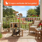 Tiragraffi per gatti 120 cm con cuccia e amaca multilivello