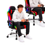 Sedia Gaming Ergonomica con Luci RGB e Cuscino Lombare Massaggiante, Poltrona Ufficio Reclinabile con Telecomando
