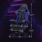 Sedia Gaming Reclinabile con Poggiapiedi Estraibile, Cuscino Lombare e Poggiatesta