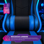 Sedia Gaming Ergonomica con Luci RGB e Cuscino Lombare Massaggiante, Poltrona Ufficio Reclinabile con Telecomando