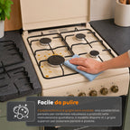 Cucina a Gas 50x50 cm con Forno a Gas 49 Litri, 4 Fuochi di Diversa Potenza, Valvole di Sicurezza e Coperchio
