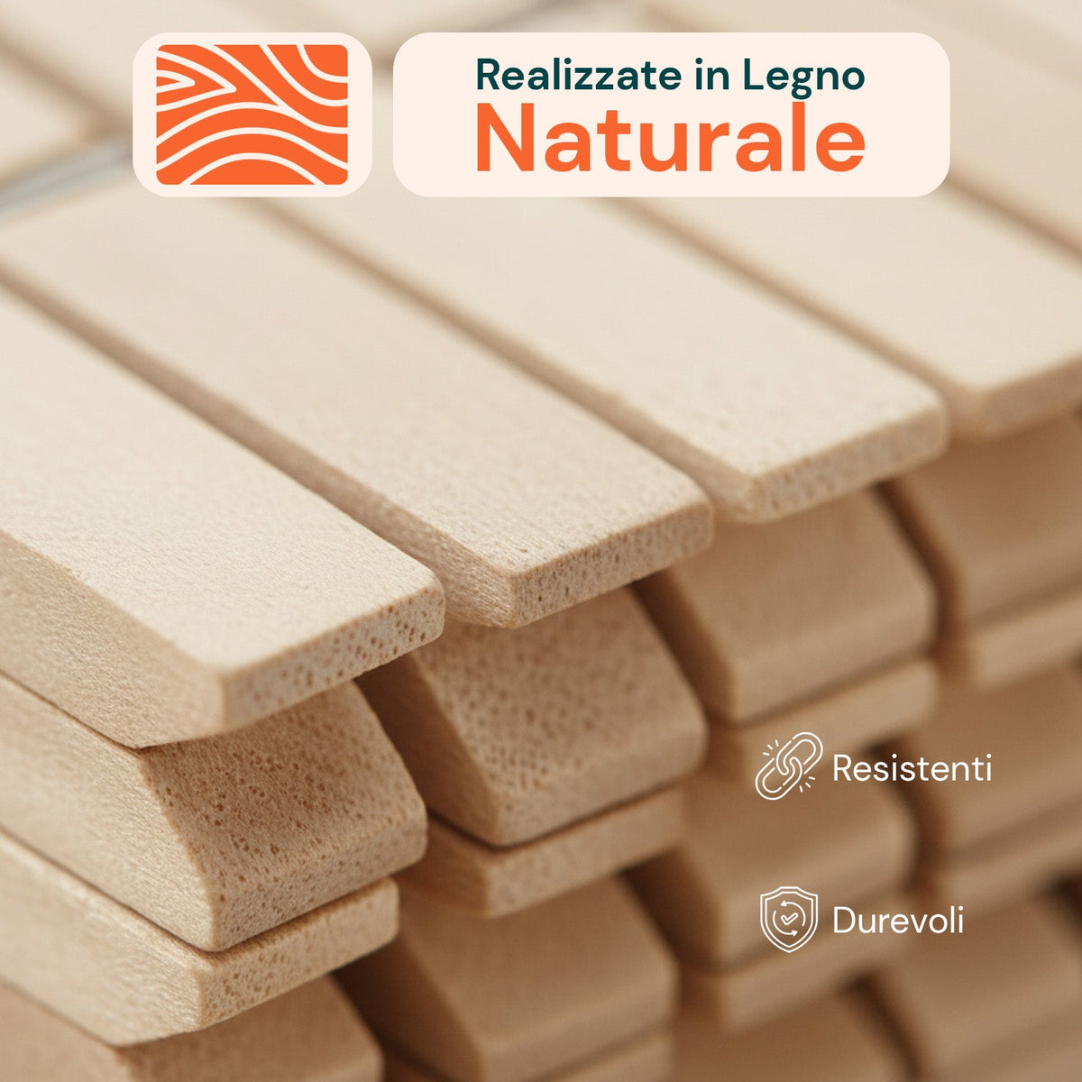 Set 100 Mollette in Legno Multiuso con Molla in Acciaio