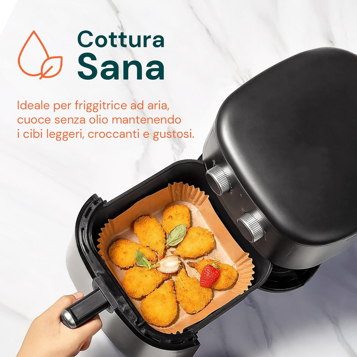 Set 100 pz carta forno per friggitrice ad aria – Impermeabile e resistente al calore