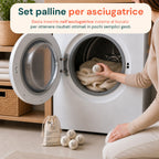 Set di 6 palline di lana per asciugatrice riutilizzabili - Diametro 7 cm