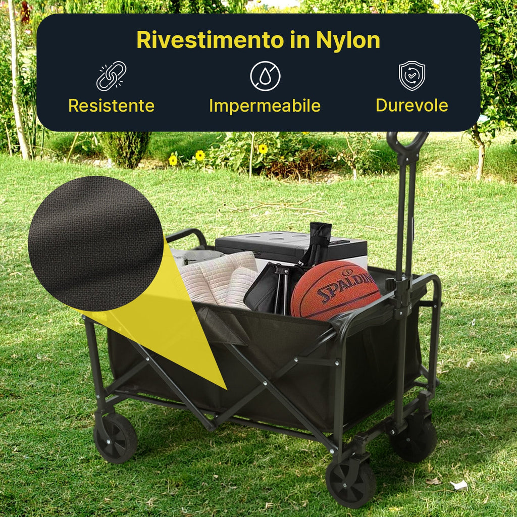 Carrello Pieghevole da Esterno Taglia L 90Kg / Taglia XL 120Kg con Ruote