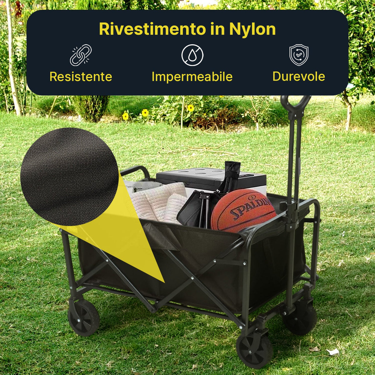 Carrello Pieghevole da Esterno Taglia L 90Kg / Taglia XL 120Kg con Ruote