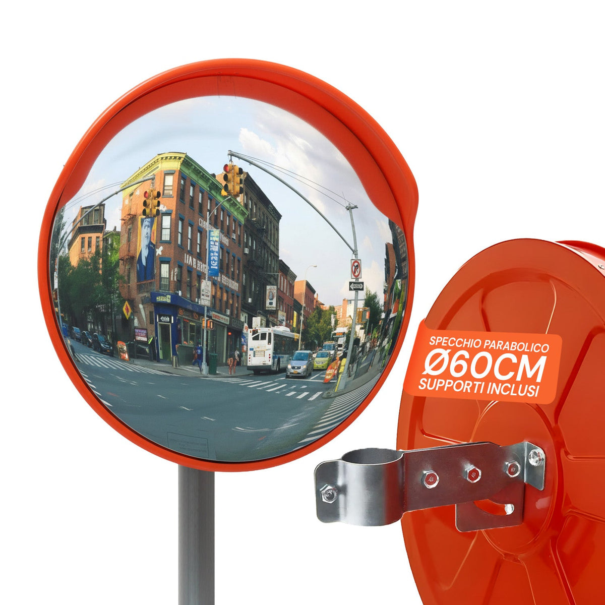 Specchio Parabolico di Sicurezza Ø60 cm con Staffe di Fissaggio