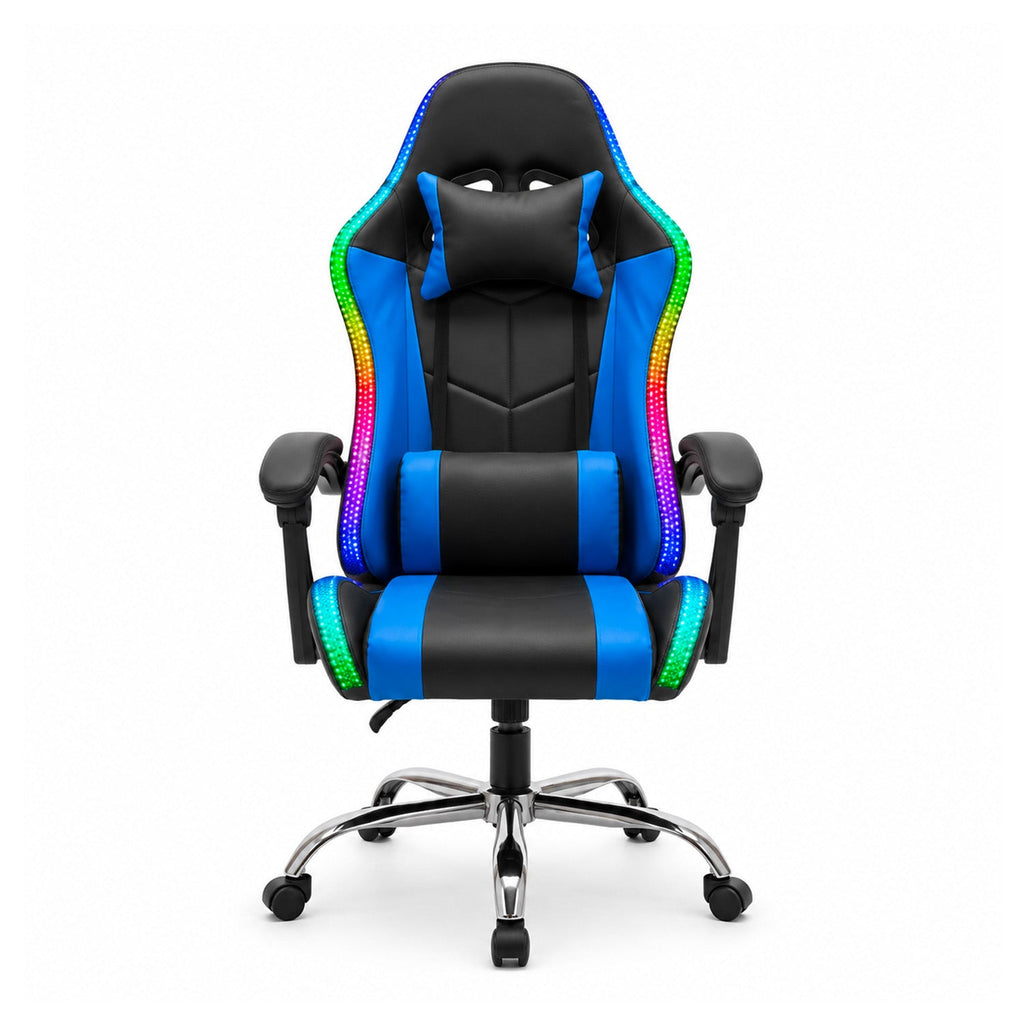 Sedia Gaming Ergonomica con Luci RGB e Cuscino Lombare Massaggiante, Poltrona Ufficio Reclinabile con Telecomando
