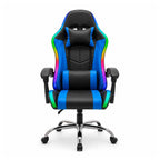Sedia Gaming Ergonomica con Luci RGB e Cuscino Lombare Massaggiante, Poltrona Ufficio Reclinabile con Telecomando