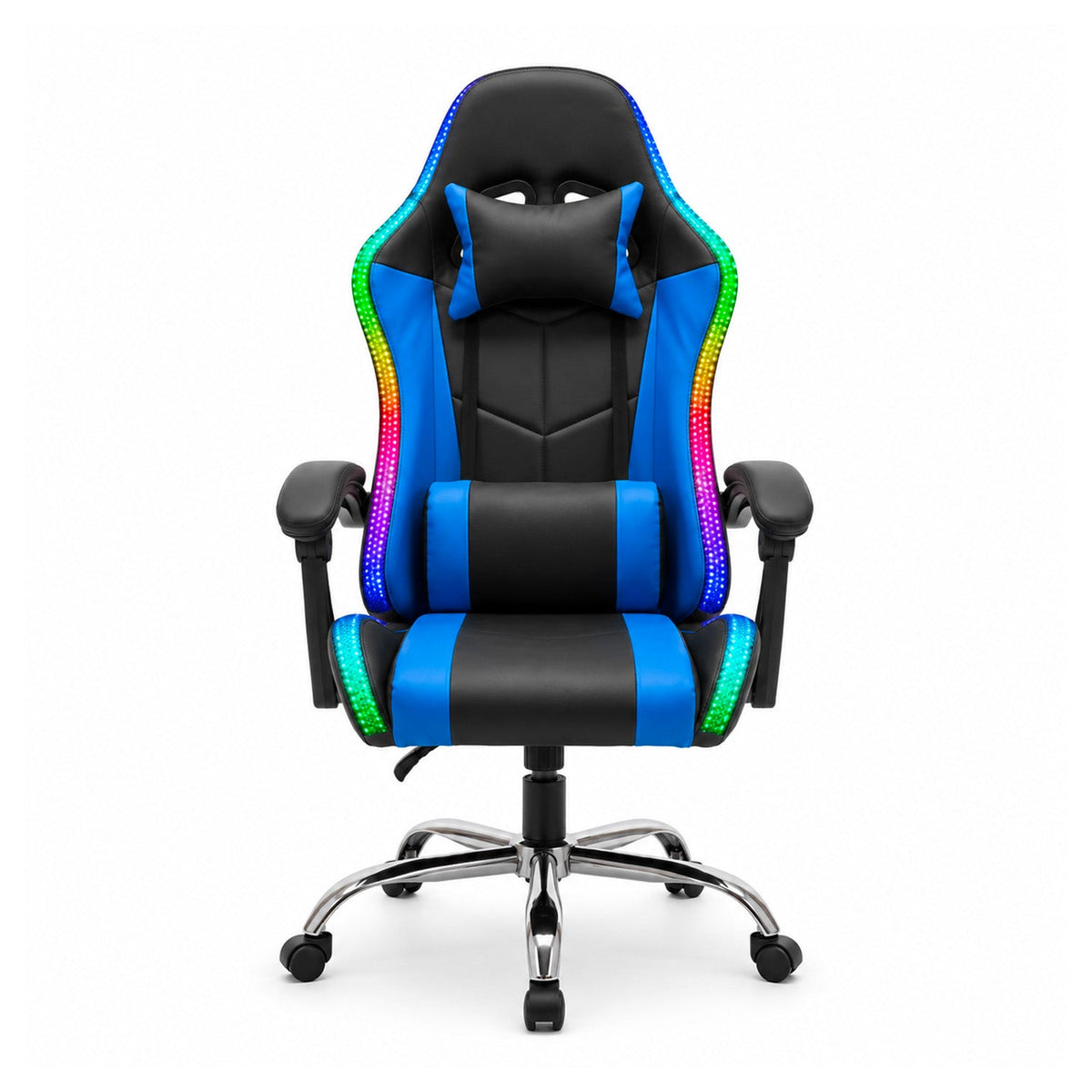 Sedia Gaming Ergonomica con Luci RGB e Cuscino Lombare Massaggiante, Poltrona Ufficio Reclinabile con Telecomando
