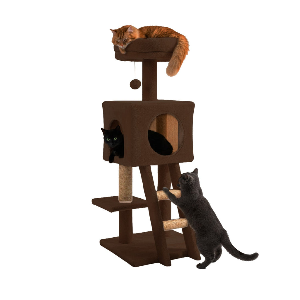 Tiragraffi per gatti da 92 cm con cuccia, scaletta e giochi