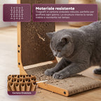 Tiragraffi per Gatti a Forma di L Altezza 68 cm in Carta Ondulata Resistente e Legno MDF – con Gioco a Pallina Integrato