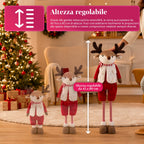 Renna Natalizia Estensibile 45-80 cm con Gambe Telescopiche, Struttura in Ferro – 2 Outfit Scandinavo o Country