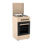 Cucina a Gas 50x50 cm con Forno a Gas 49 Litri, 4 Fuochi di Diversa Potenza, Valvole di Sicurezza e Coperchio