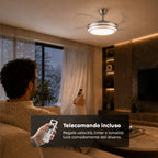 Ventilatore da Soffitto con Pale Richiudibili in Ferro e ABS - 6 Velocità, LED 72W Dimmerabile in 3 Tonalità di Luce Integrata Calda, Naturale e Fredda
