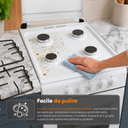Cucina a Gas 50x50 cm con Forno a Gas 49 Litri, 4 Fuochi di Diversa Potenza, Valvole di Sicurezza e Coperchio