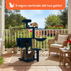Tiragraffi per gatti 120 cm con cuccia e amaca multilivello